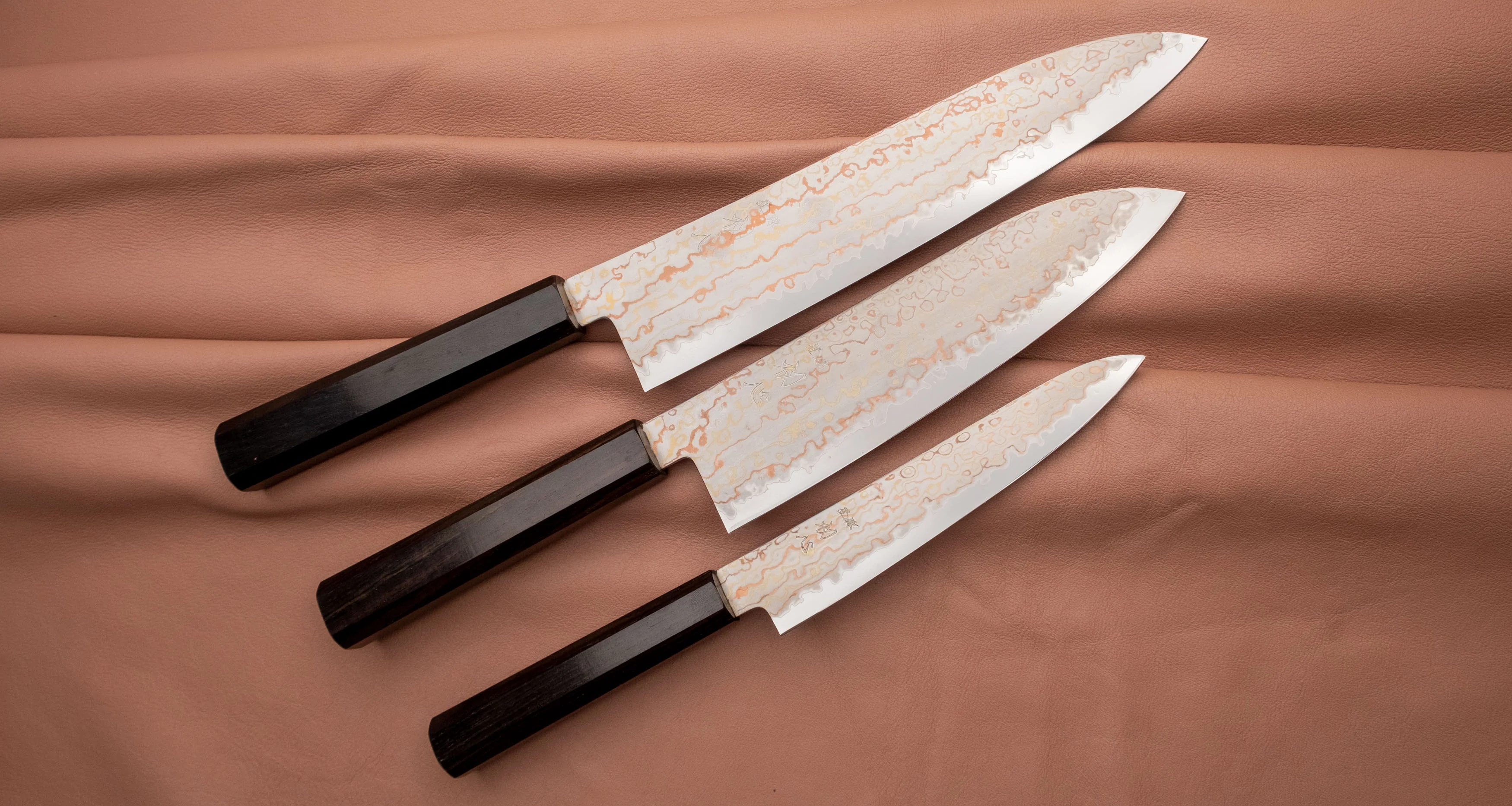 Hayabusa Gyuto Aogami #2 Rainbow Damascus 210mm (8.3") - Image 8