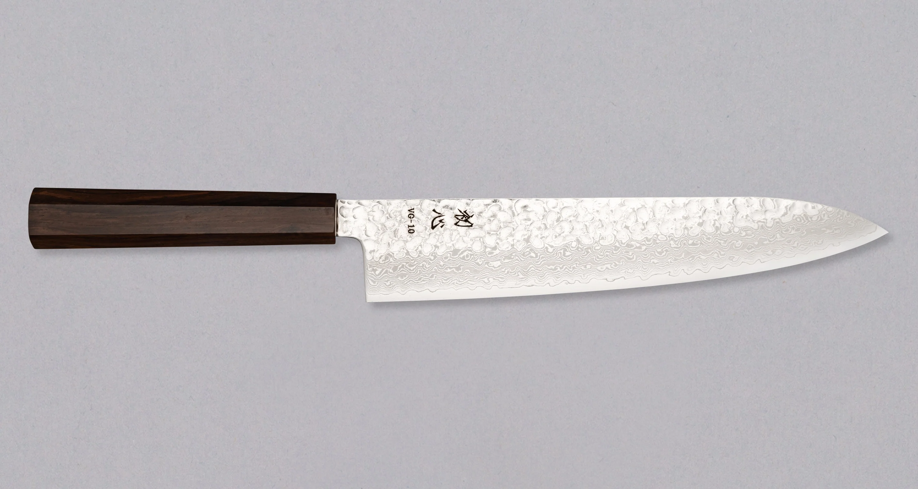 Hayabusa Gyuto VG-10 Tsuchime Damascus Ebony 240mm (9.4")