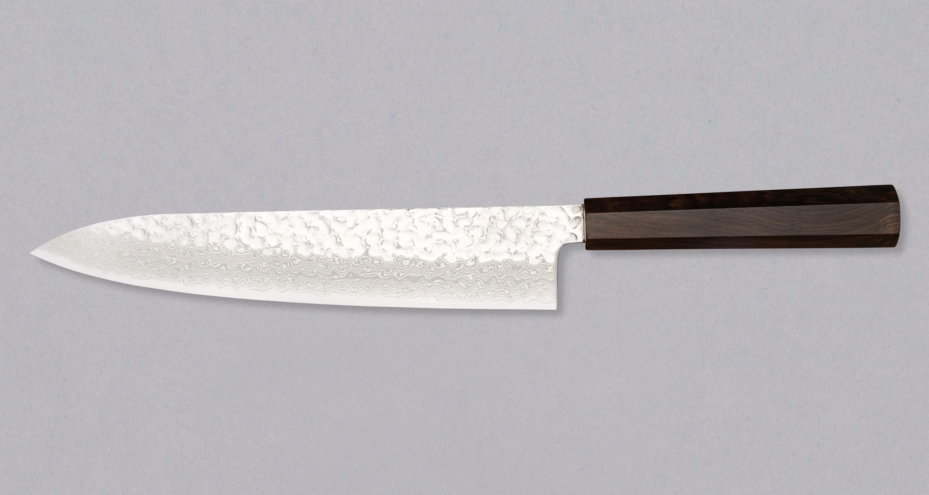 Hayabusa Gyuto VG-10 Tsuchime Damascus Ebony 240mm (9.4") - Image 2