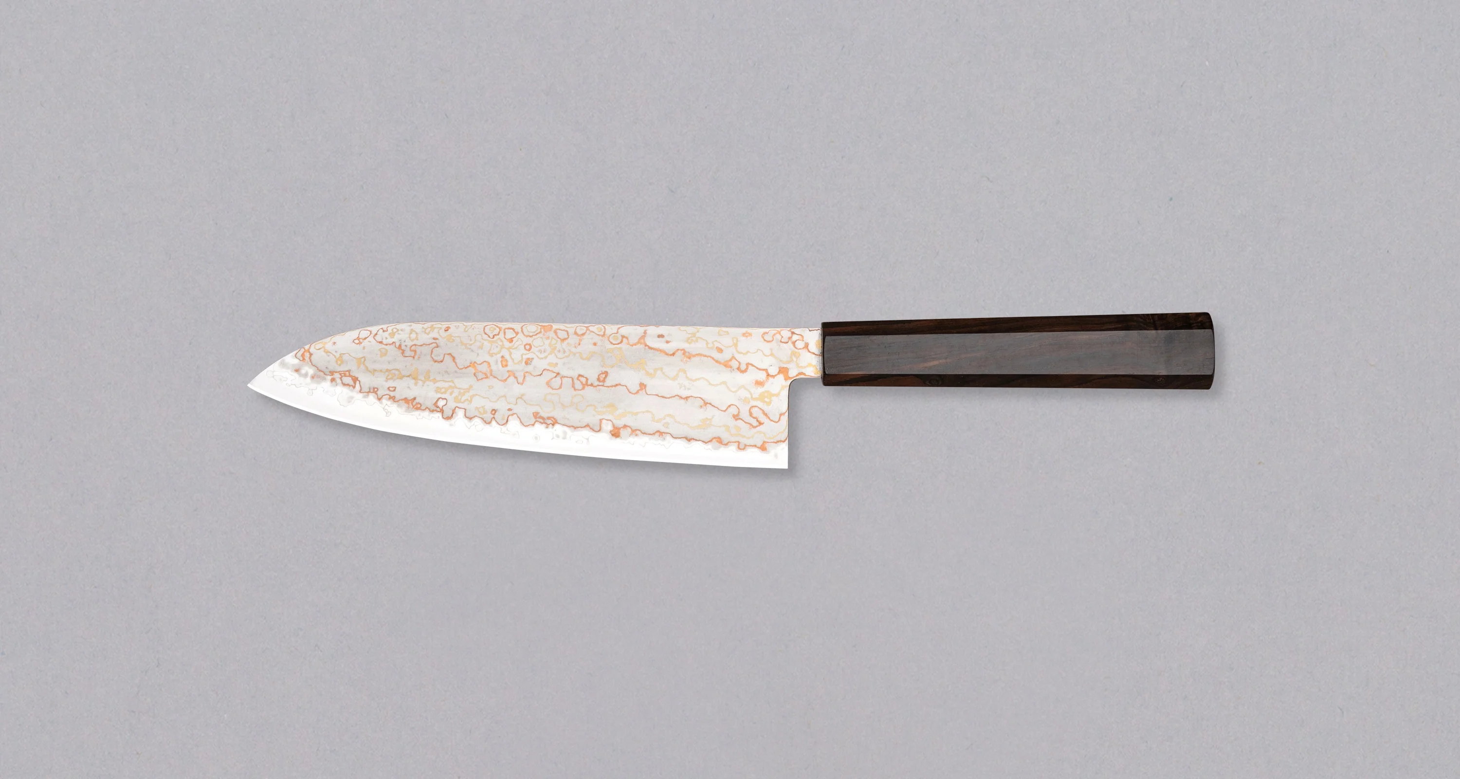 Hayabusa Santoku Aogami #2 Rainbow Damascus 180mm (7.1") - Image 2