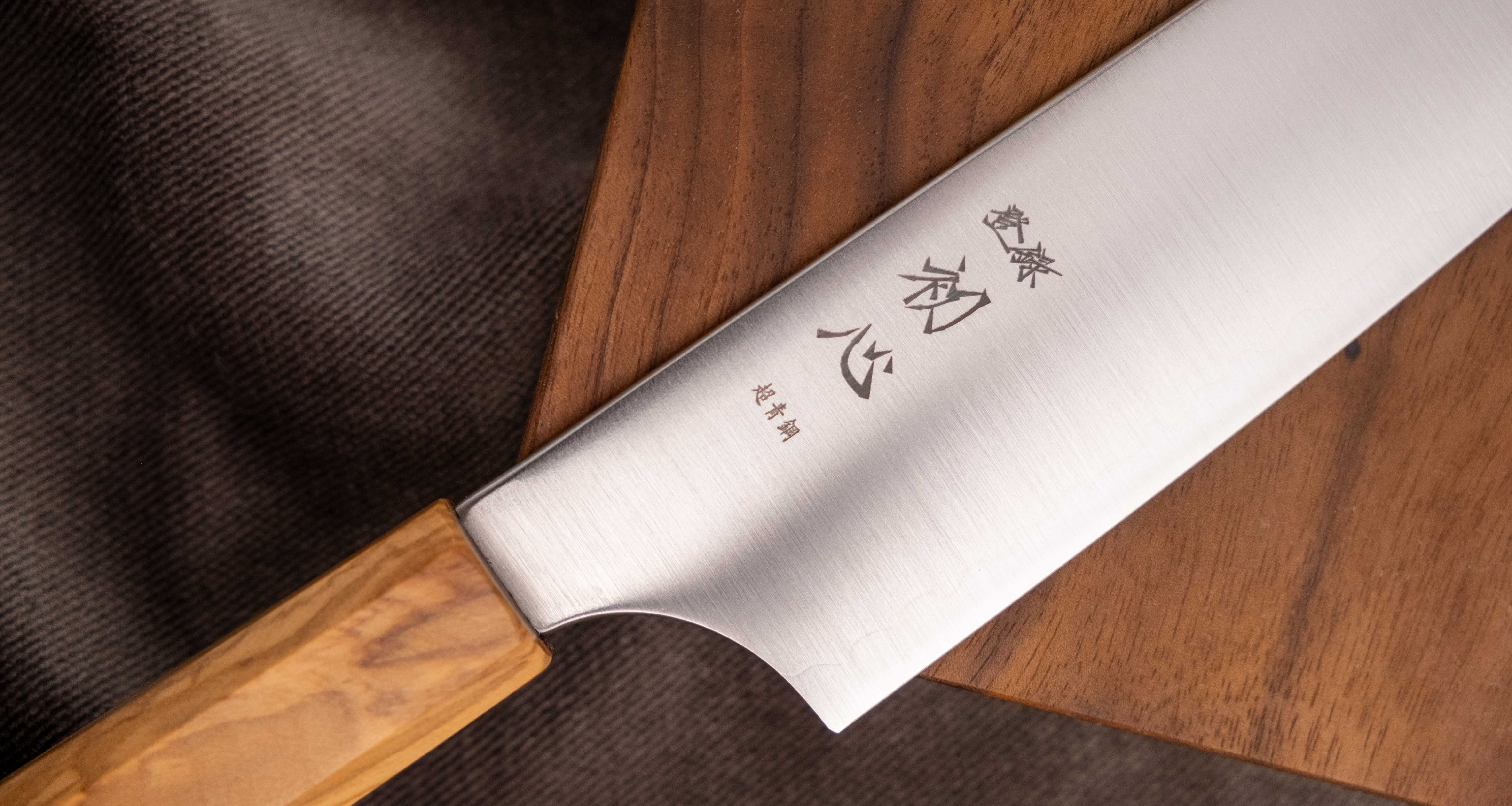 Hayabusa Santoku Aogami Super Olive Wood 180mm (7.1") - Image 5