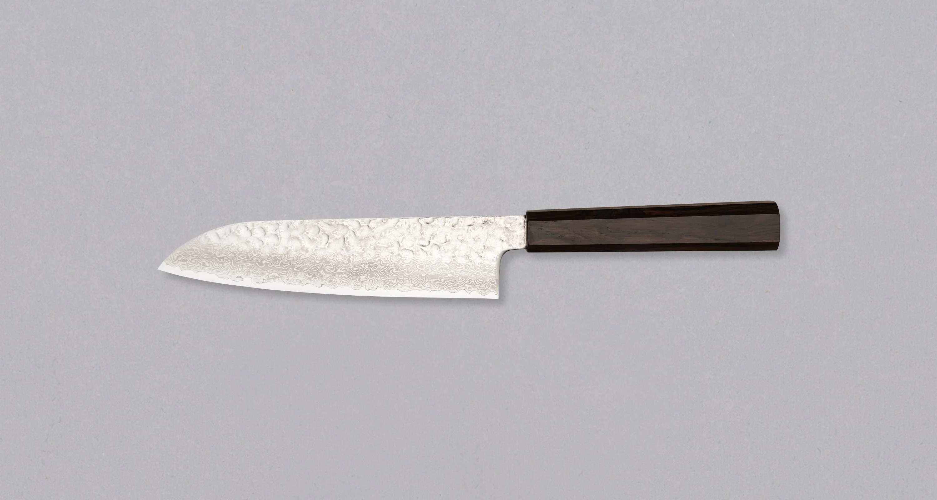 Hayabusa Santoku VG-10 Tsuchime Damascus Ebony 180mm (7.1") - Image 2