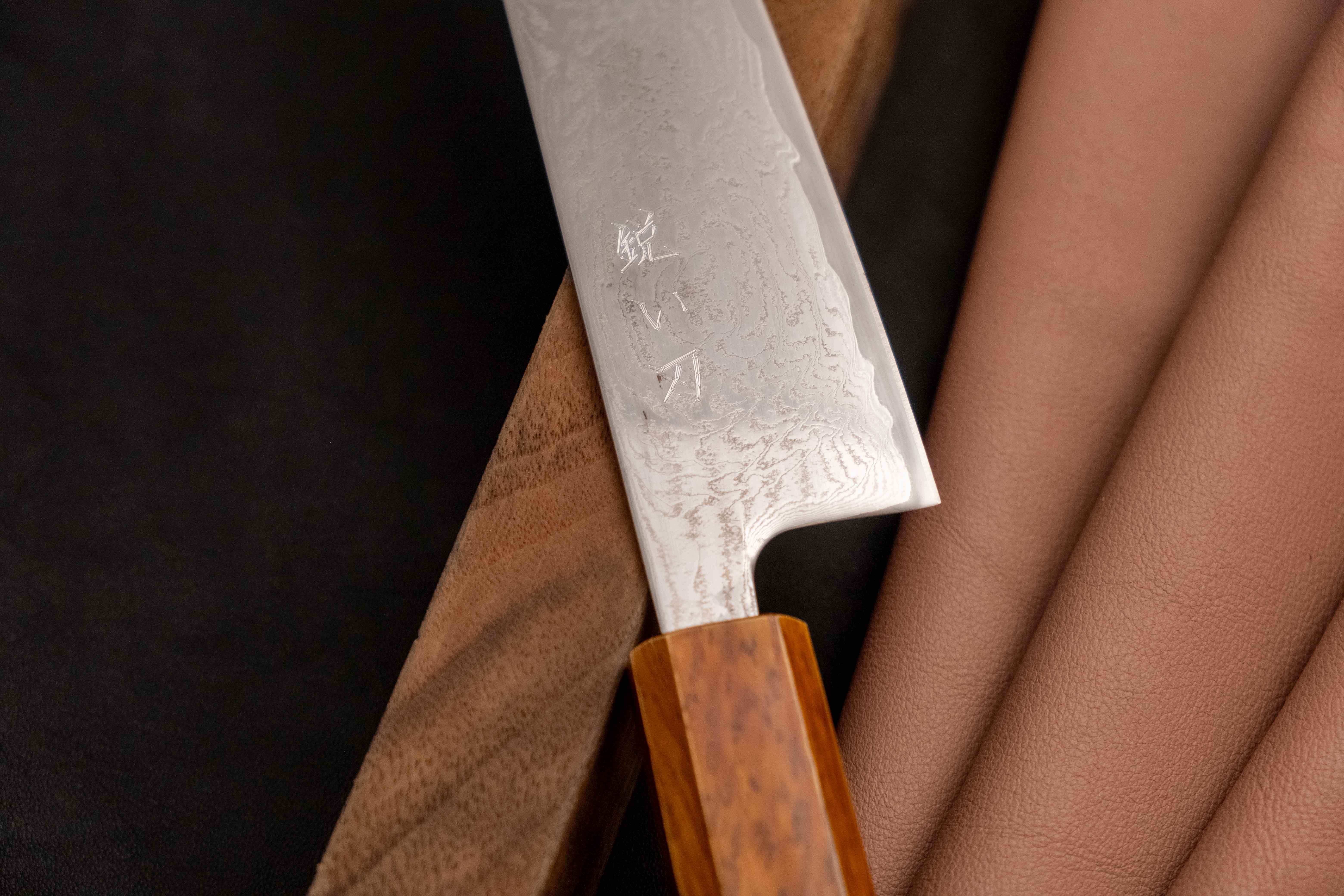 Hokiyama Bunka AUS-10 Swirl Damascus 170mm (6.7") - Image 5