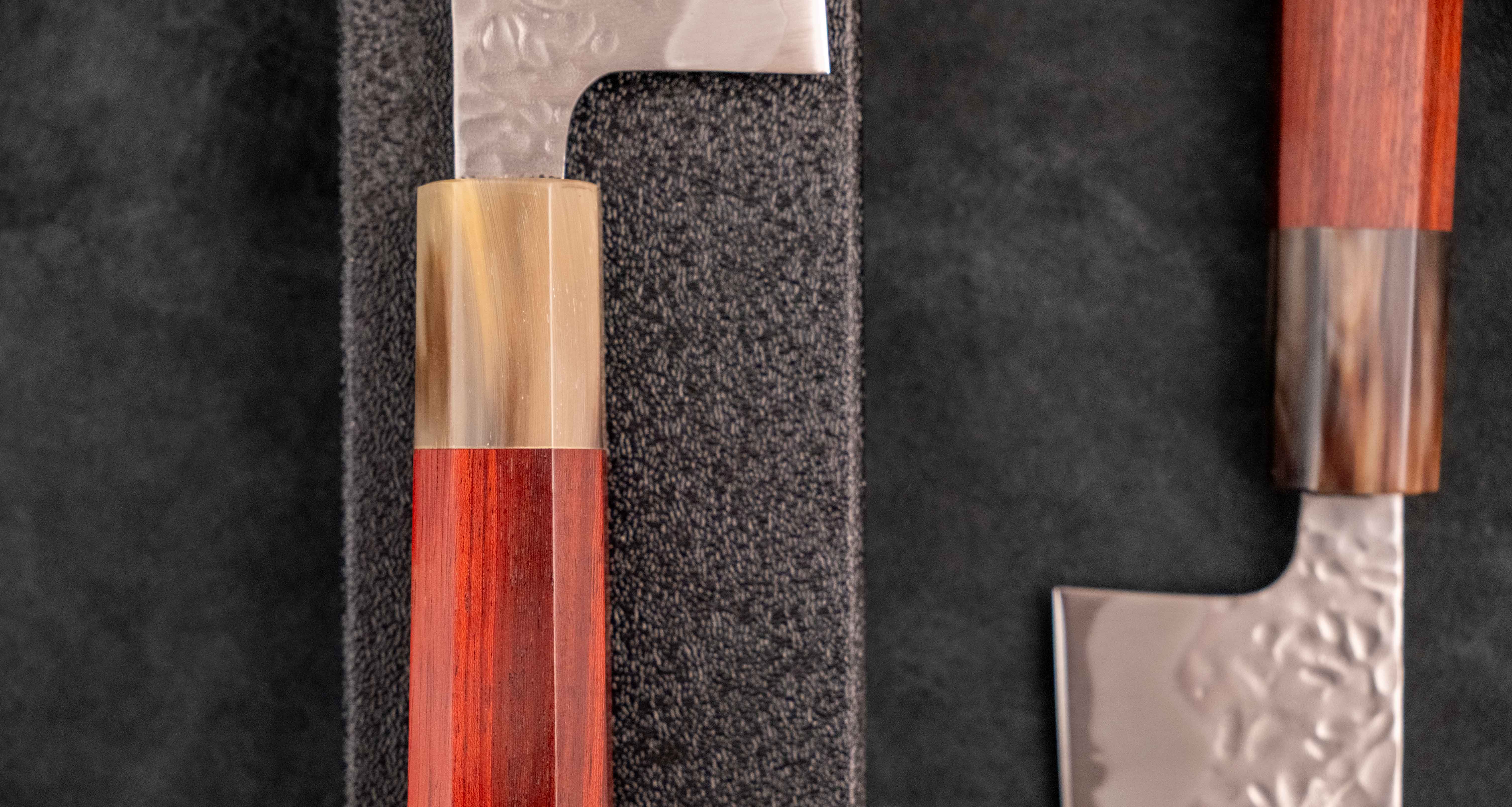Hokiyama Gyuto Shirogami #1 Tsuchime Sandalwood 210mm (8.3") - Image 6
