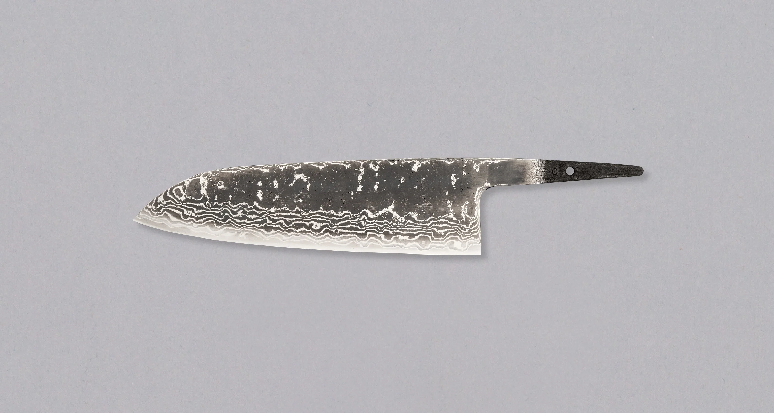 Hokiyama Santoku 440C Damascus 170mm (6.7") - BLADE - Image 2