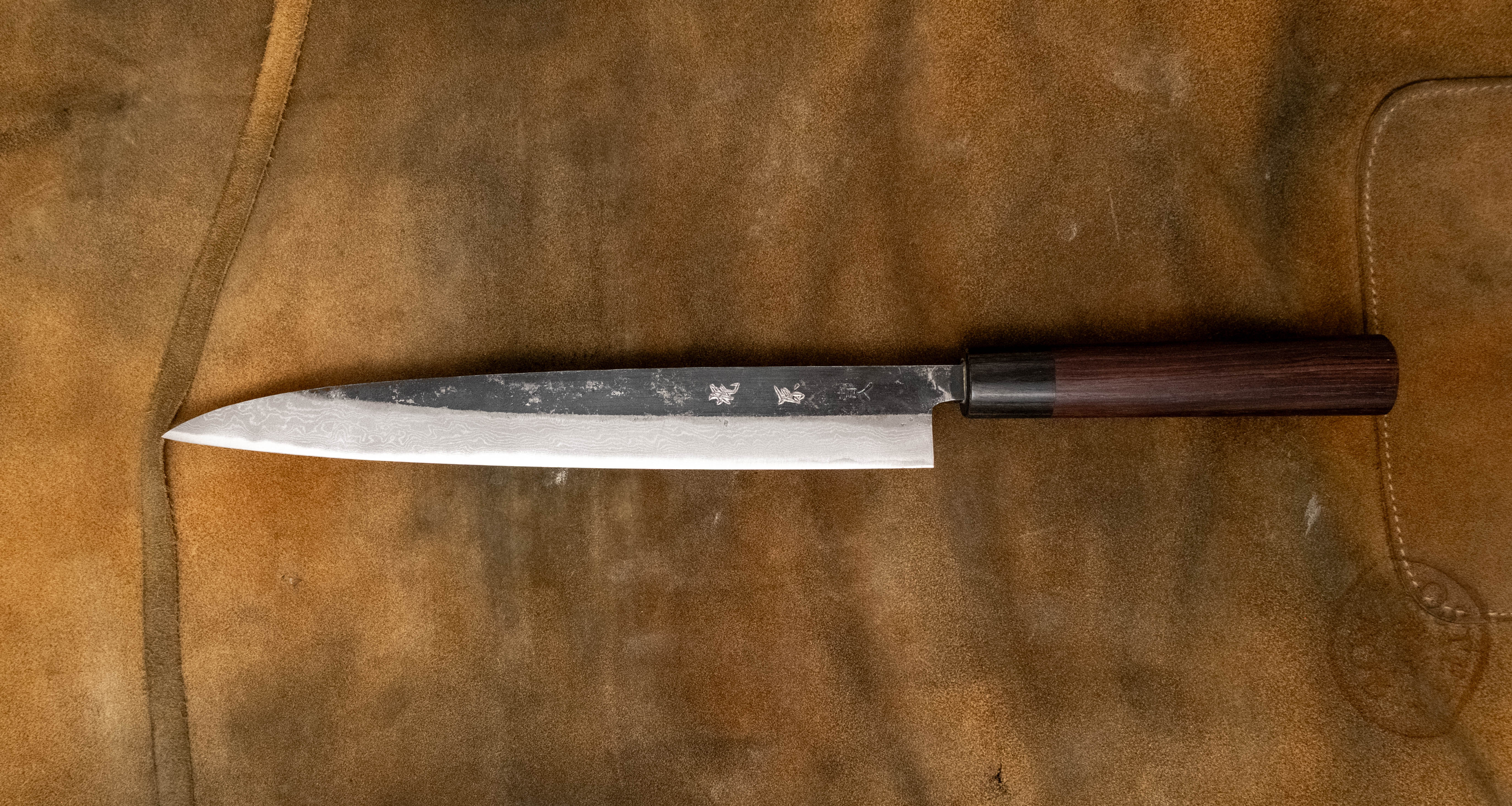 Kajiwara Sujihiki Aogami #2 Kuro-uchi Damascus 270mm (10.6") - Image 4