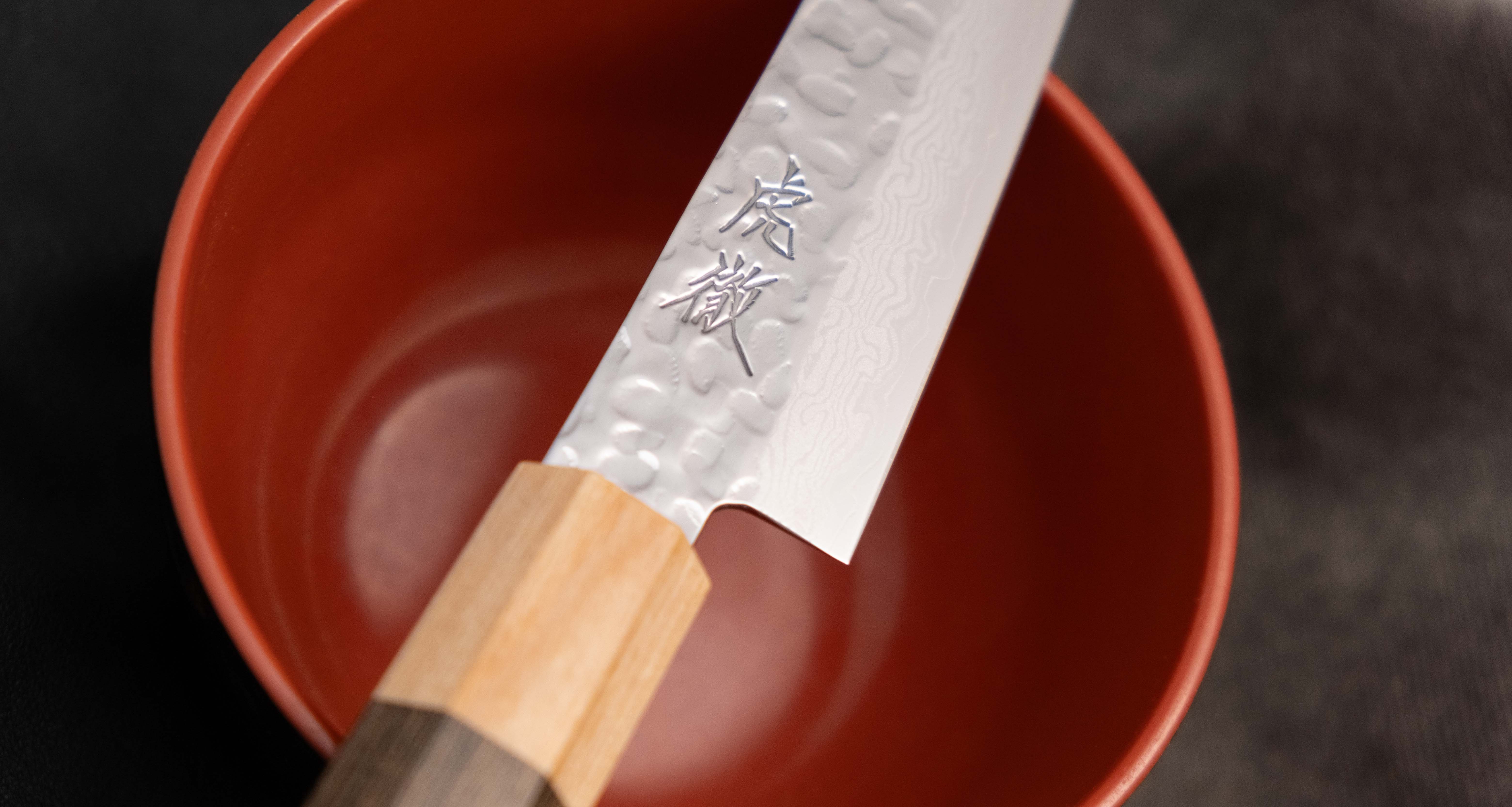 Kotetsu Petty VG-10 Damascus 150mm (5.9") [pakka wood] - Image 5