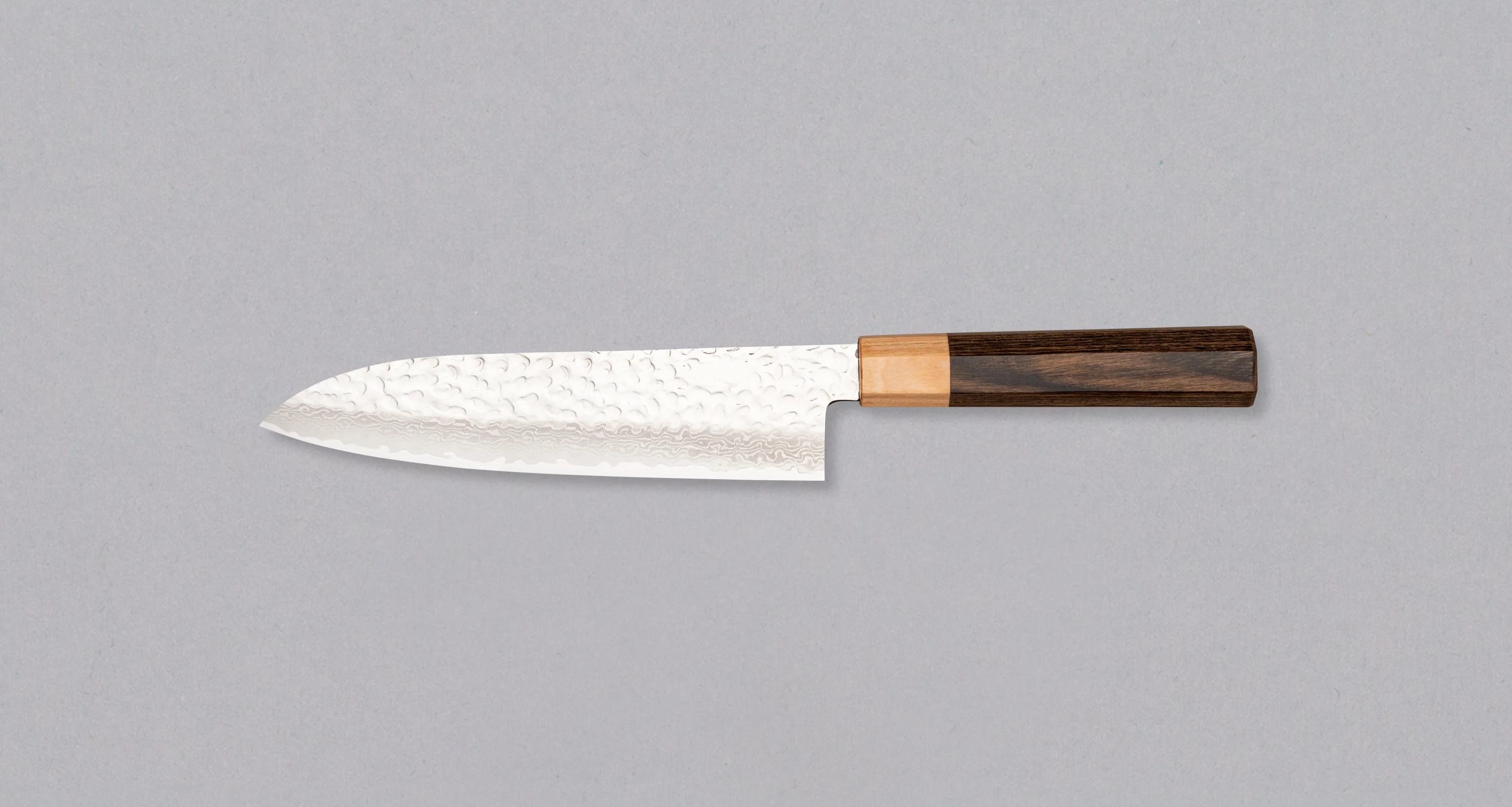 Kotetsu Santoku VG-10 Damascus 180mm (7.1") [pakka wood] - Image 2