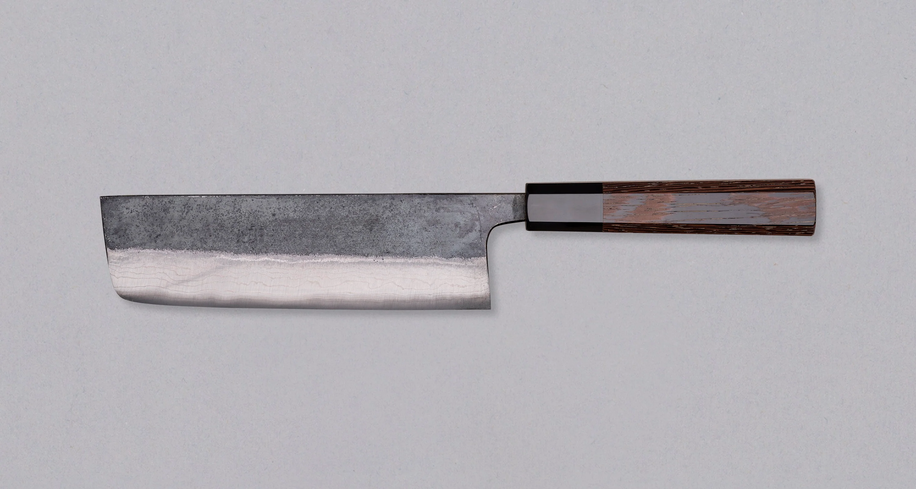 Kumokage Nakiri Aogami #2 Kuro-uchi Damascus 165mm (6.5") - octagon - Image 2