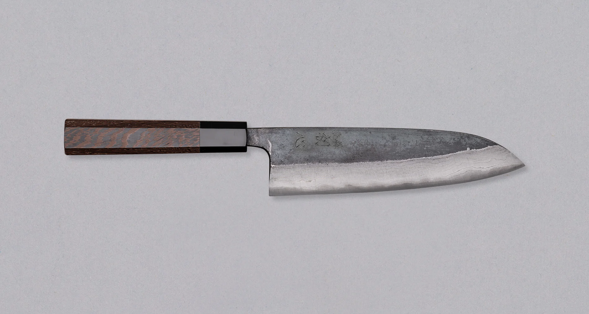 Kumokage Santoku Aogami #2 Kuro-uchi Damascus 180mm (7.1") - octagon