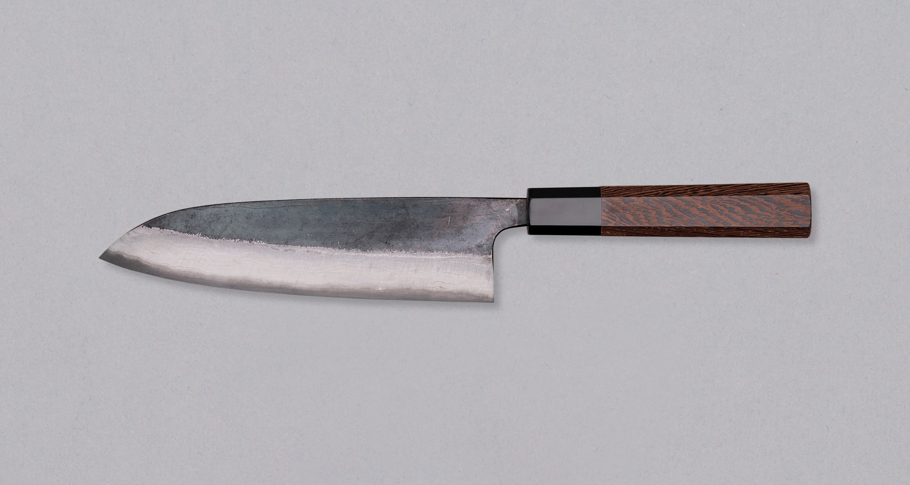 Kumokage Santoku Aogami #2 Kuro-uchi Damascus 180mm (7.1") - octagon - Image 2