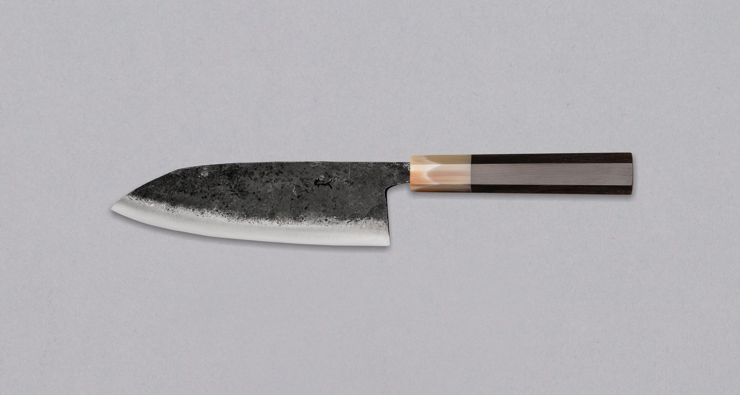 Kurogane Santoku Aogami #2 Kuro-uchi Ebony Blond Buffalo 165mm (6.5") - Image 2