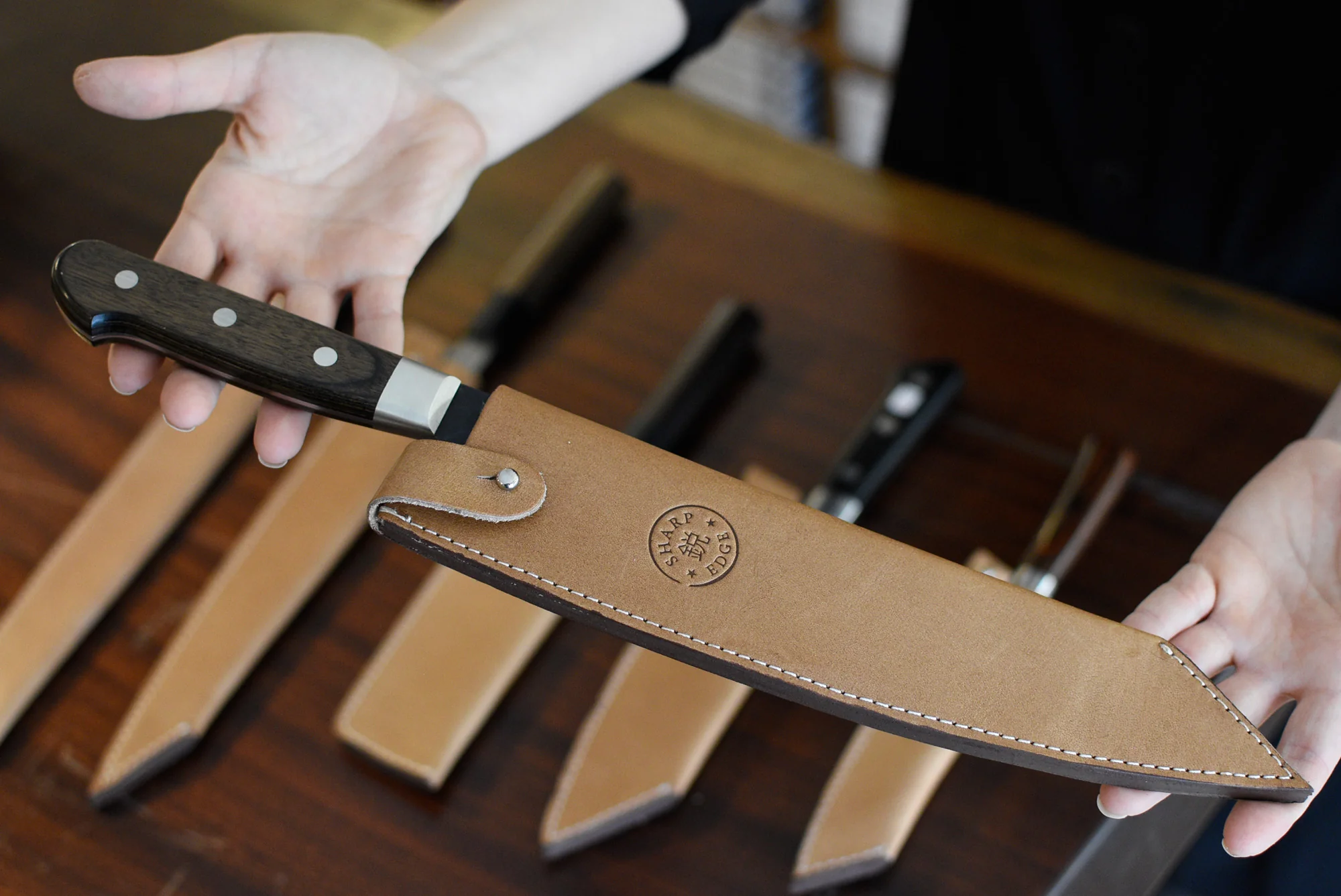 Leather Saya Gyuto [knife sheath] - 240mm (9.5") - Image 3