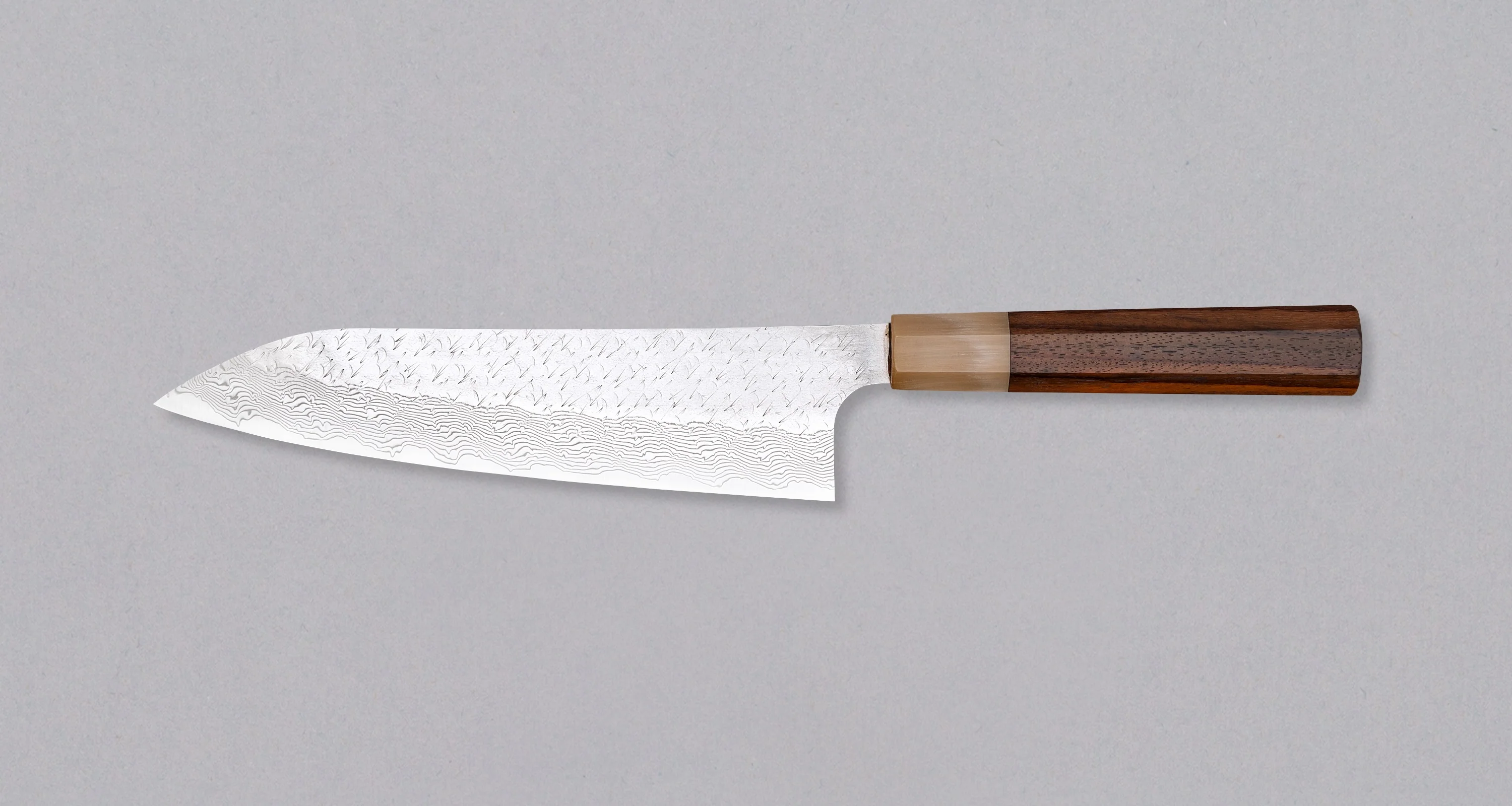 Nigara Gyuto STRIX Damascus Tsuchime Wa Rosewood 210mm (8.3") - Image 2