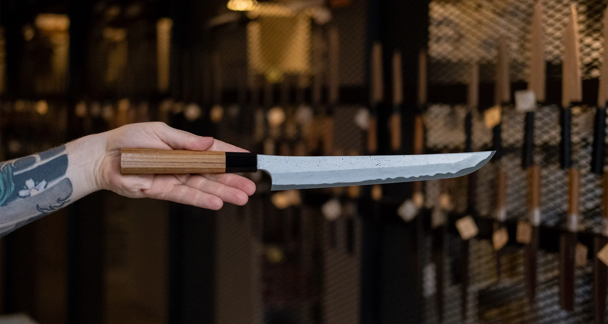 Nigara Kurozome Sakimaru Yanagiba Aogami #2 Damascus 270mm (10.6") - Image 4