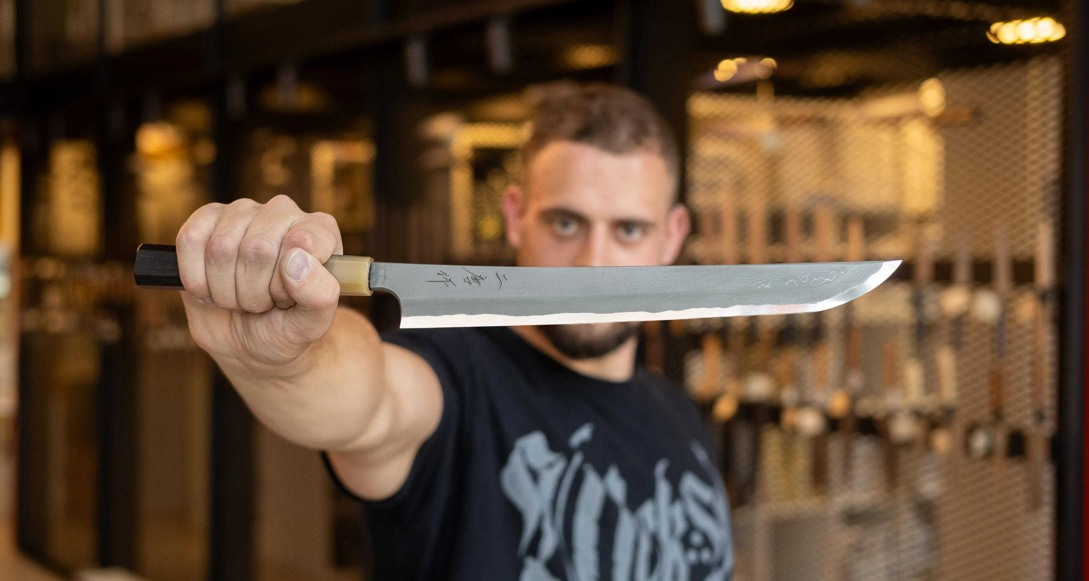 Nigara Sakimaru Yanagiba Aogami #2 Twisted Damascus 300mm (11.8") - Image 8