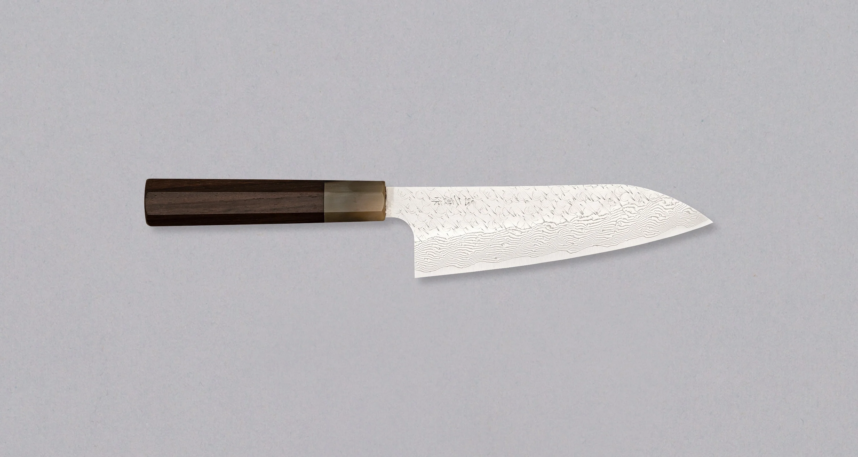 Nigara Santoku STRIX Damascus Tsuchime Wa Rosewood 180mm (7.1")
