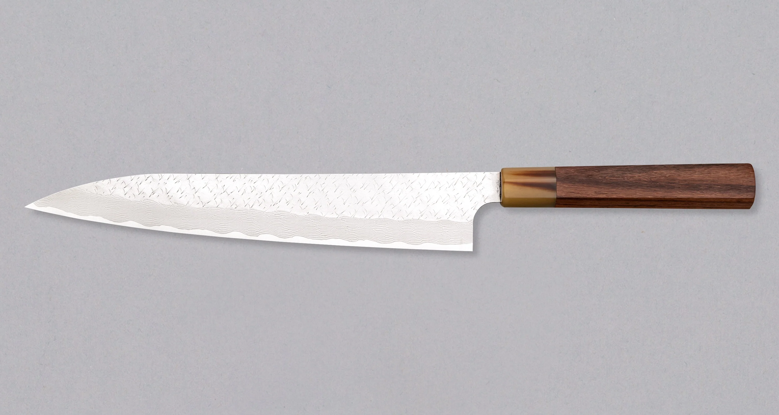 Nigara Sujihiki STRIX Damascus Tsuchime Wa Rosewood 270mm (10.6") - Image 2