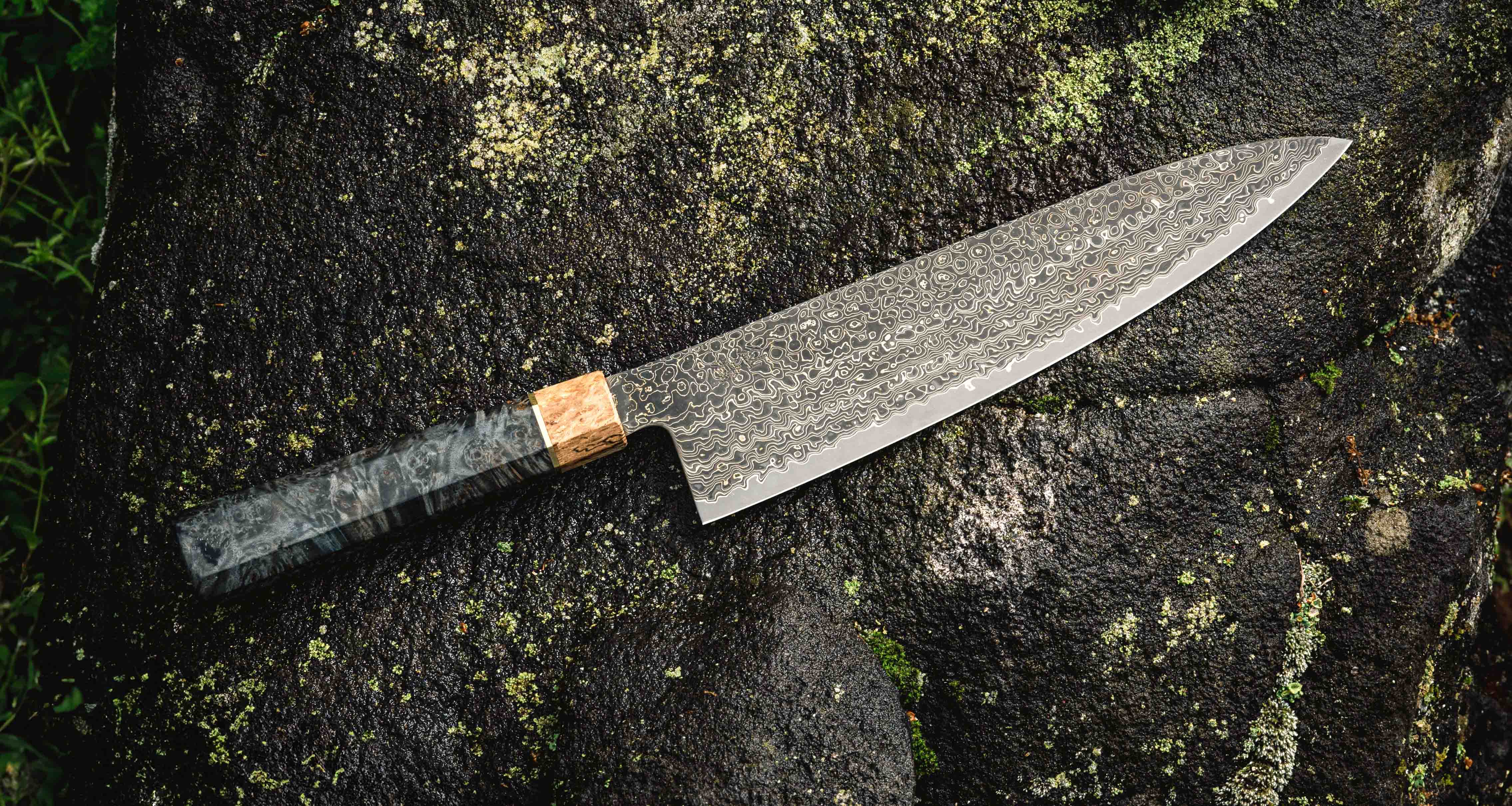 Senzo Dawn Limited Edition Gyuto SG2 Damascus 200mm (7.9") - Image 5
