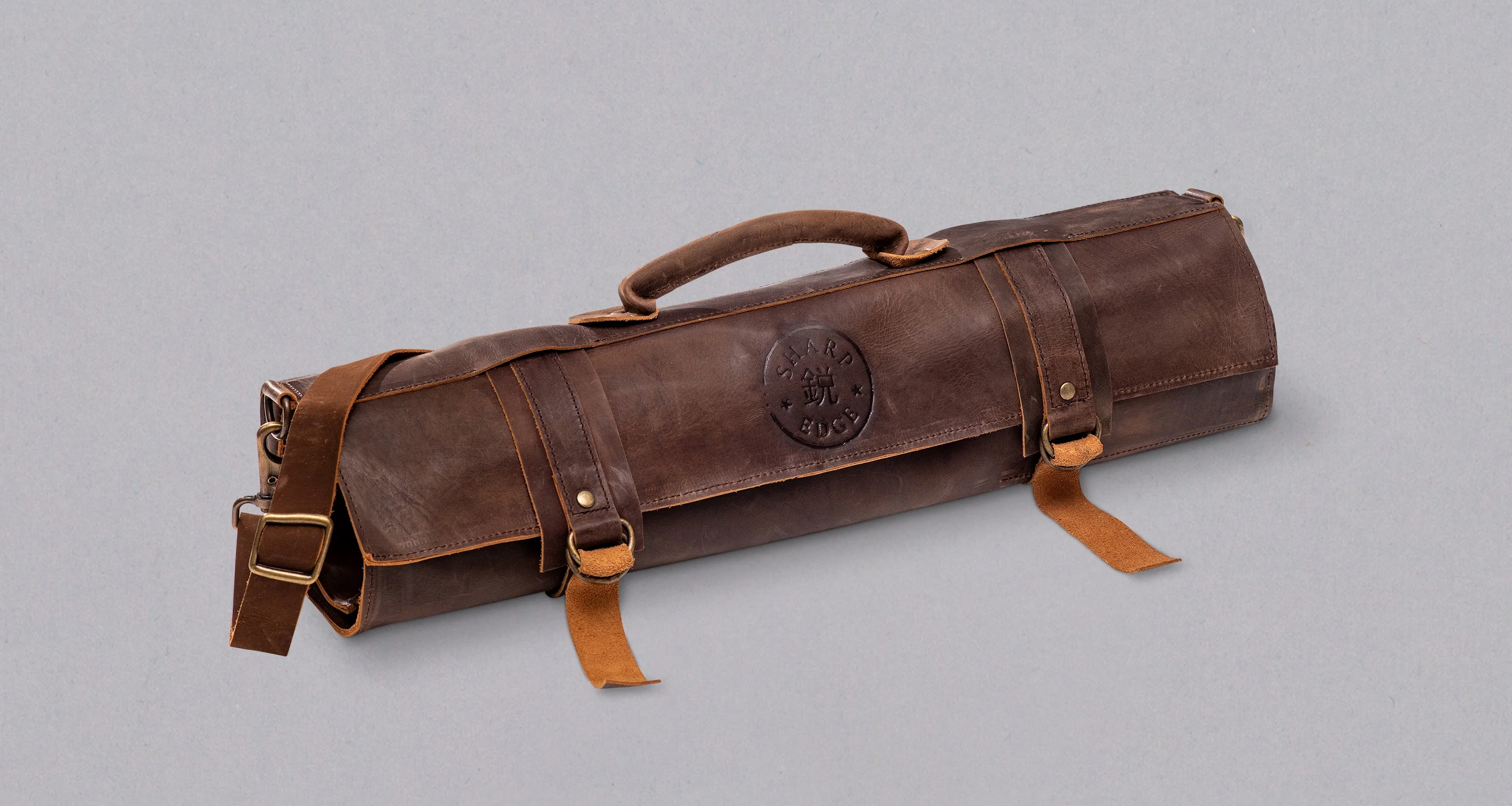 SharpEdge Chef's Leather Knife Roll [brown] / holds 10 knives - Image 2