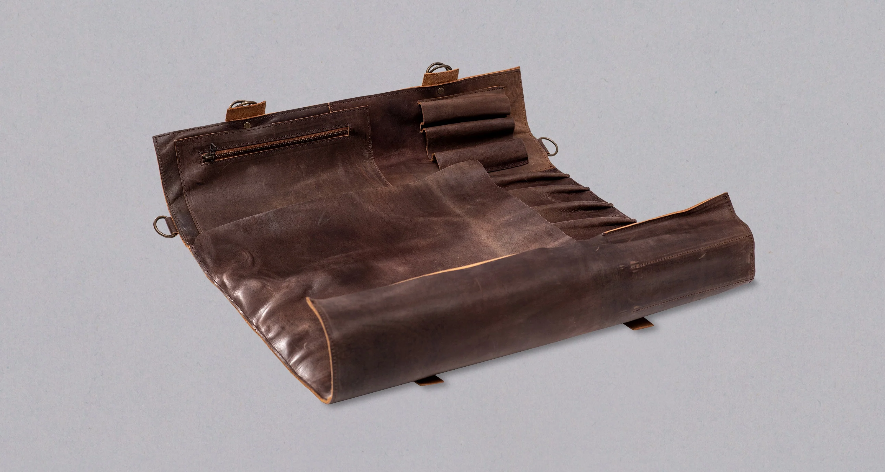 SharpEdge Chef's Leather Knife Roll [brown] / holds 10 knives - Image 4