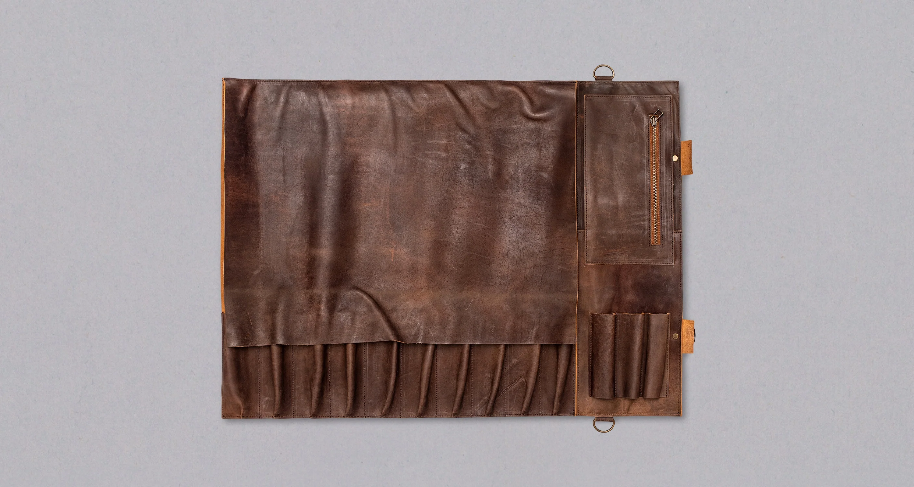 SharpEdge Chef's Leather Knife Roll [brown] / holds 10 knives - Image 5