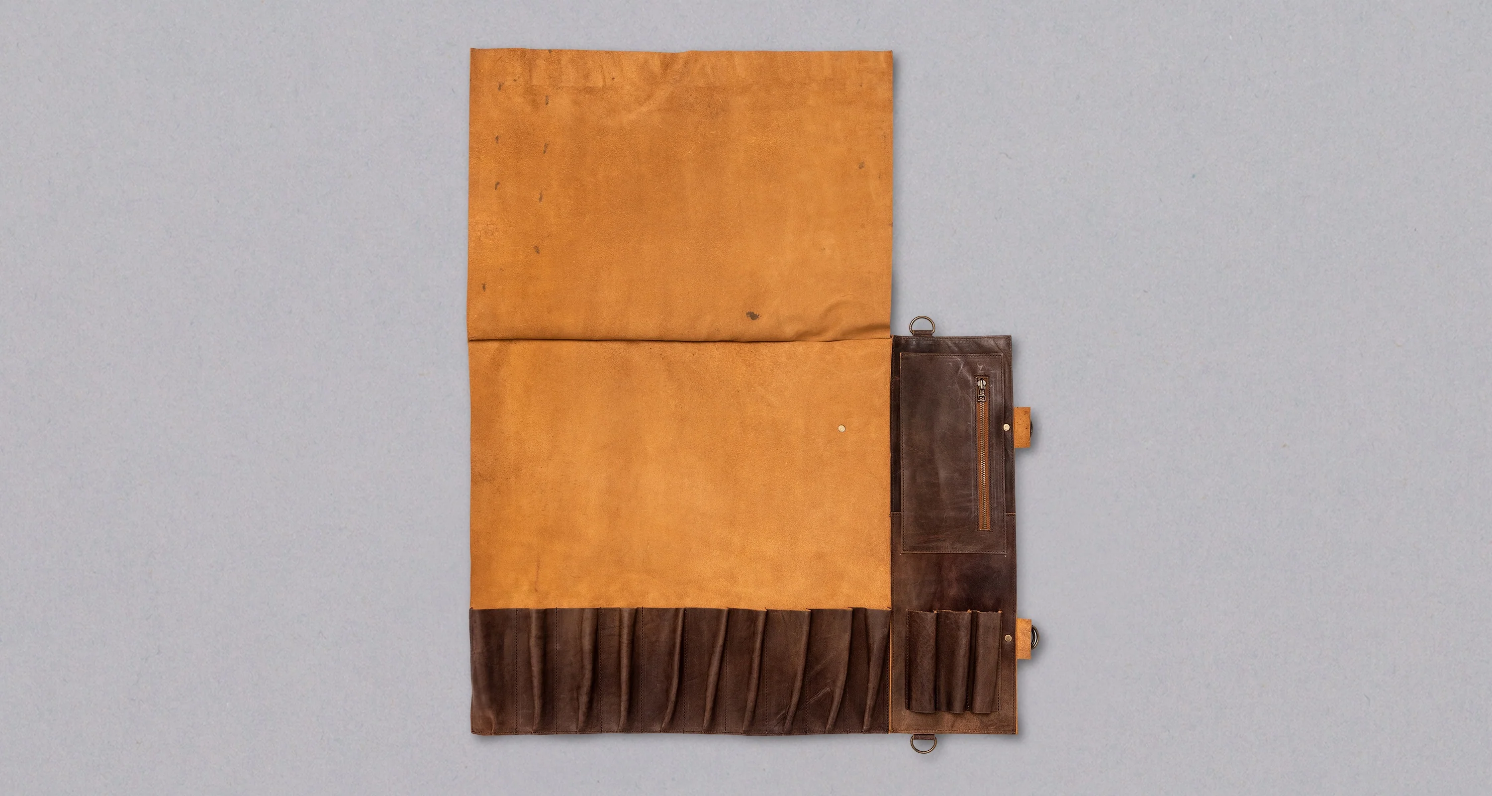 SharpEdge Chef's Leather Knife Roll [brown] / holds 10 knives - Image 7