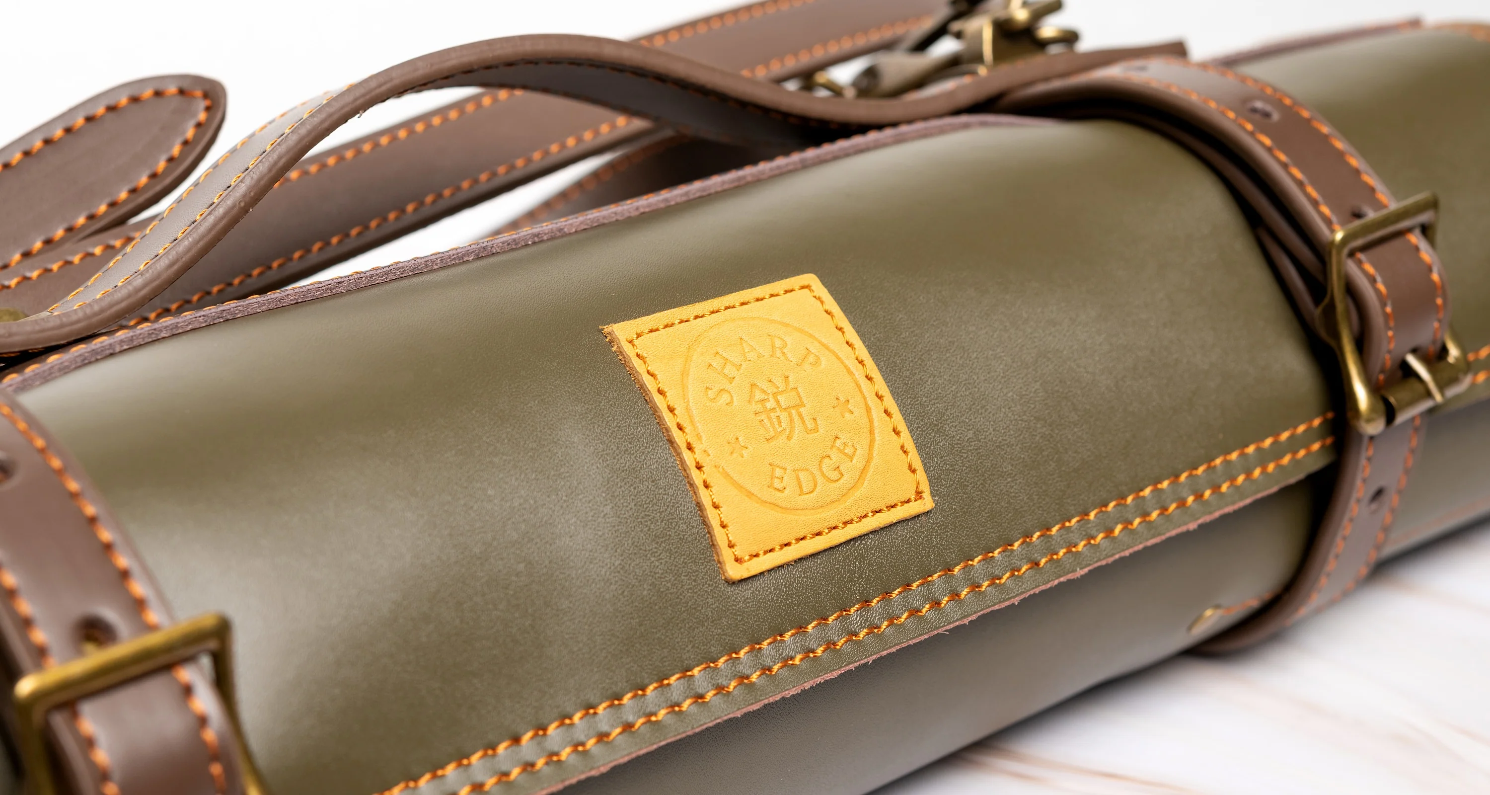 SharpEdge Chef's Leather Knife Roll [green] / holds 6 knives - Image 5