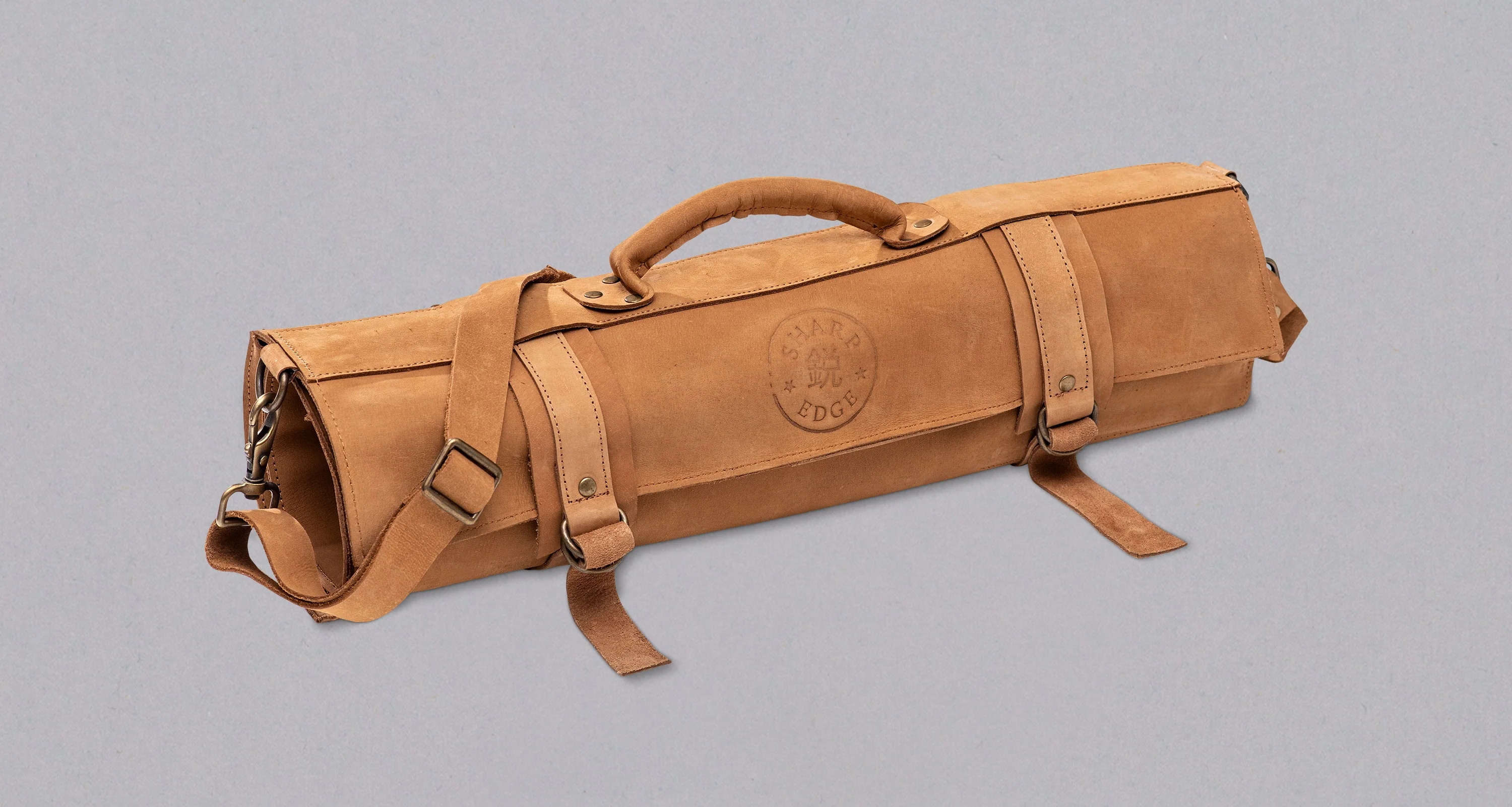 SharpEdge Chef's Leather Knife Roll [cognac] / holds 10 knives - Image 3