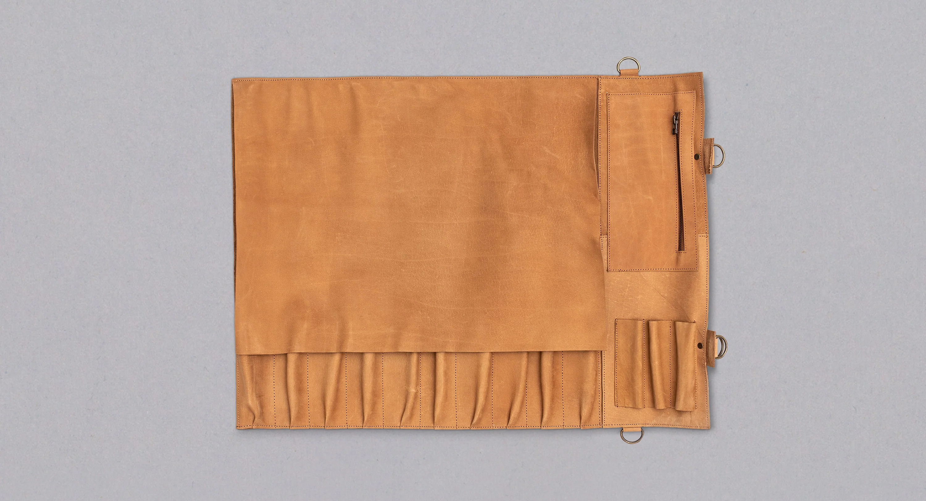SharpEdge Chef's Leather Knife Roll [cognac] / holds 10 knives - Image 5
