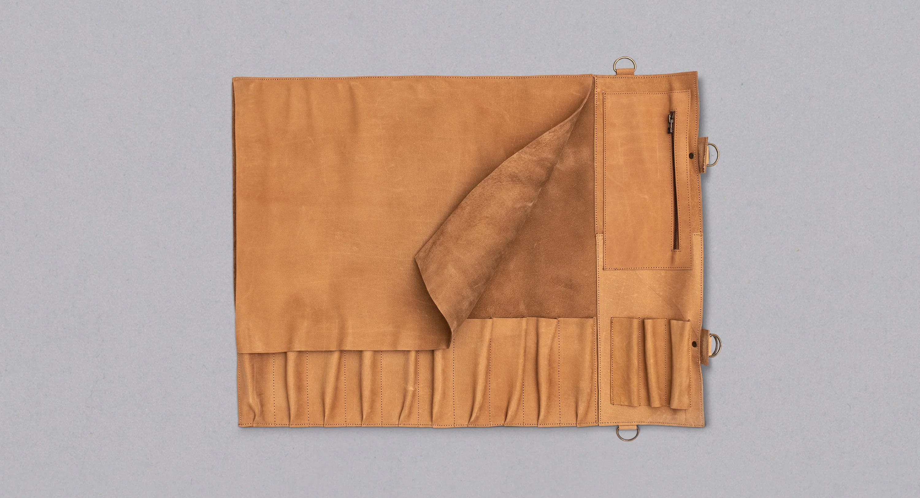SharpEdge Chef's Leather Knife Roll [cognac] / holds 10 knives - Image 6