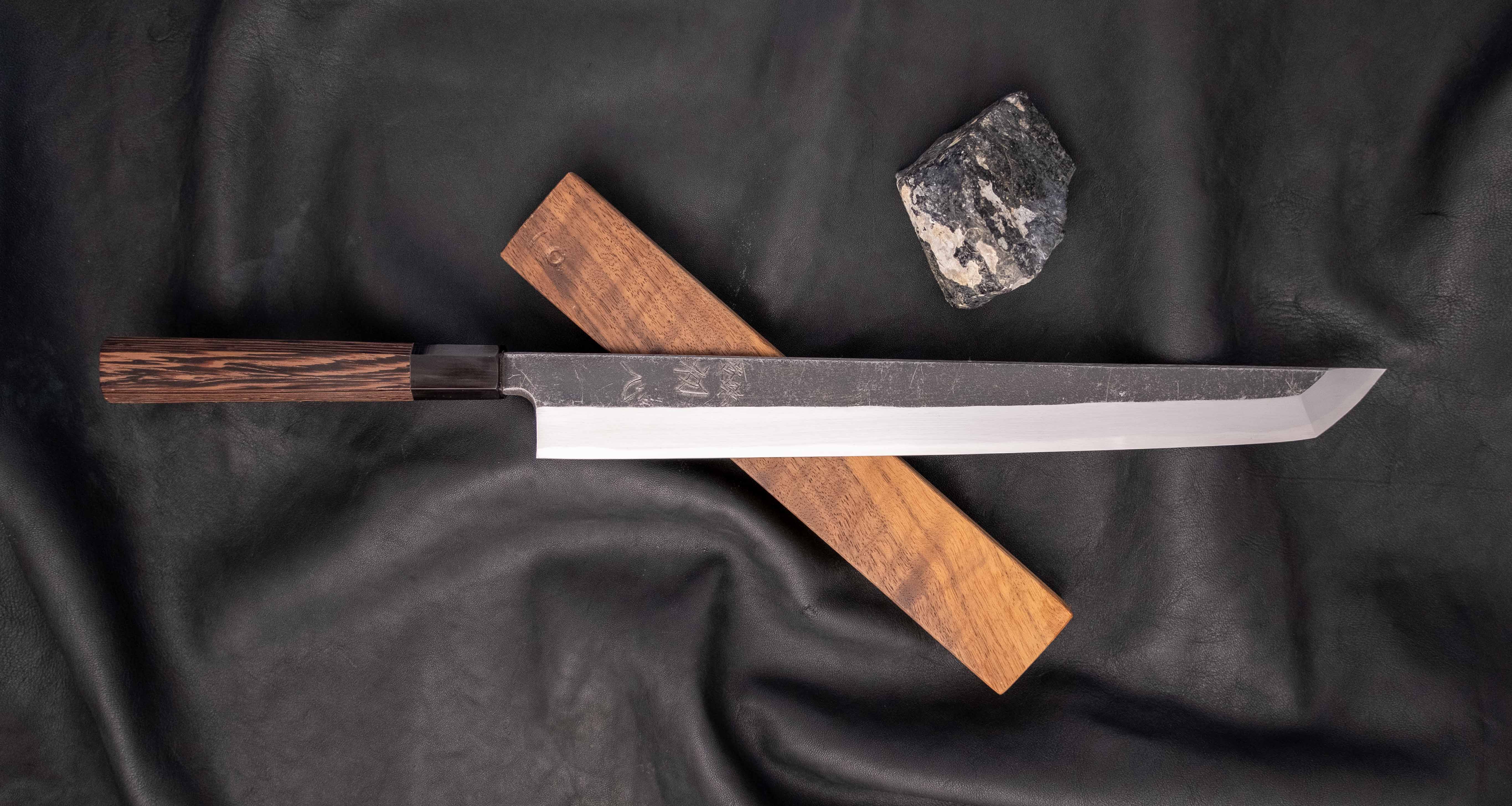 Shirasagi Sakimaru Yanagiba Aogami #2 Tsuchime Kuro-uchi 330mm (11.8") [Wenge] - Image 4