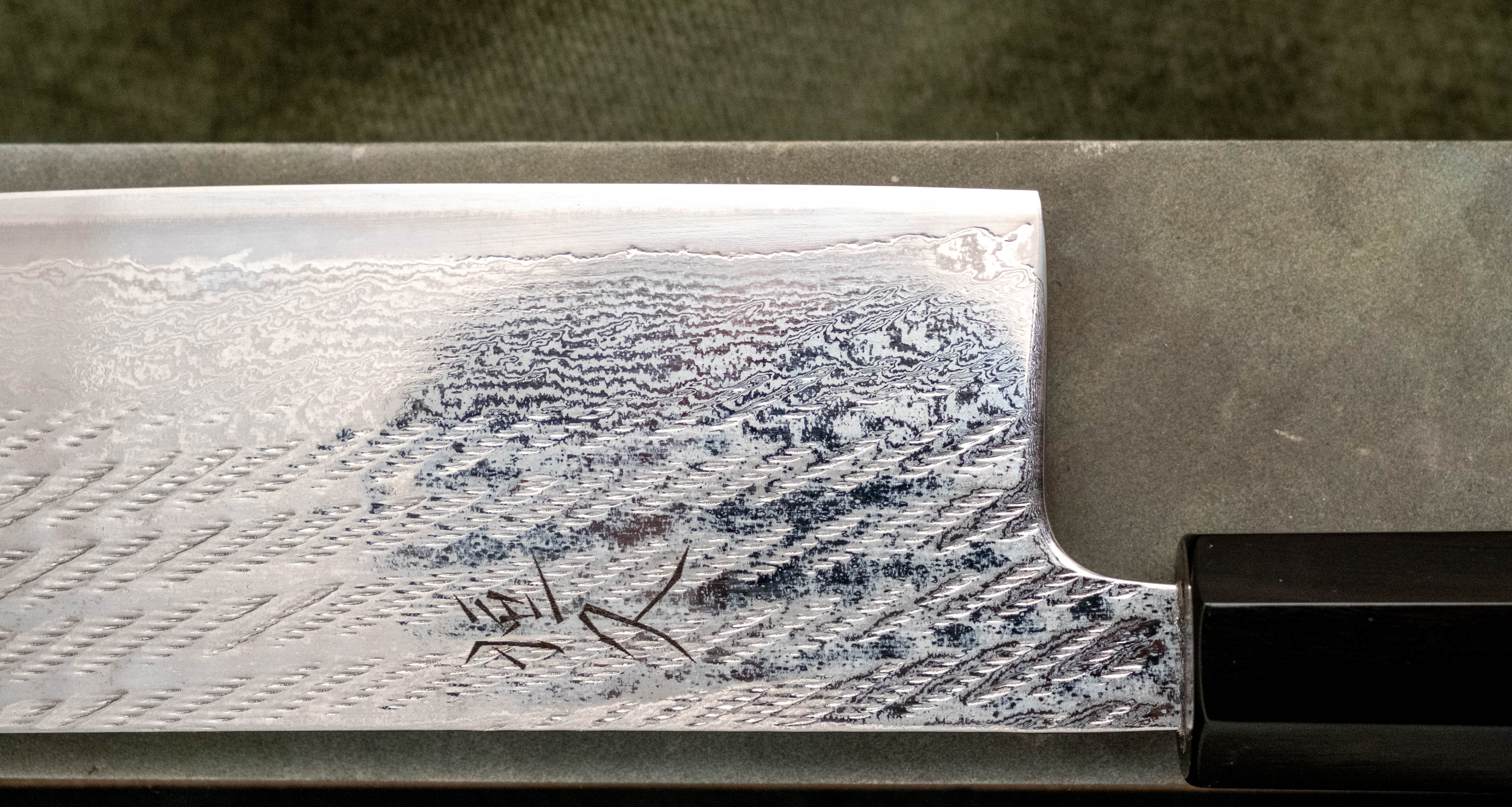 Tsunehisa Nakiri Ginsanko Nawame Damascus 165mm (6.5") - Image 6