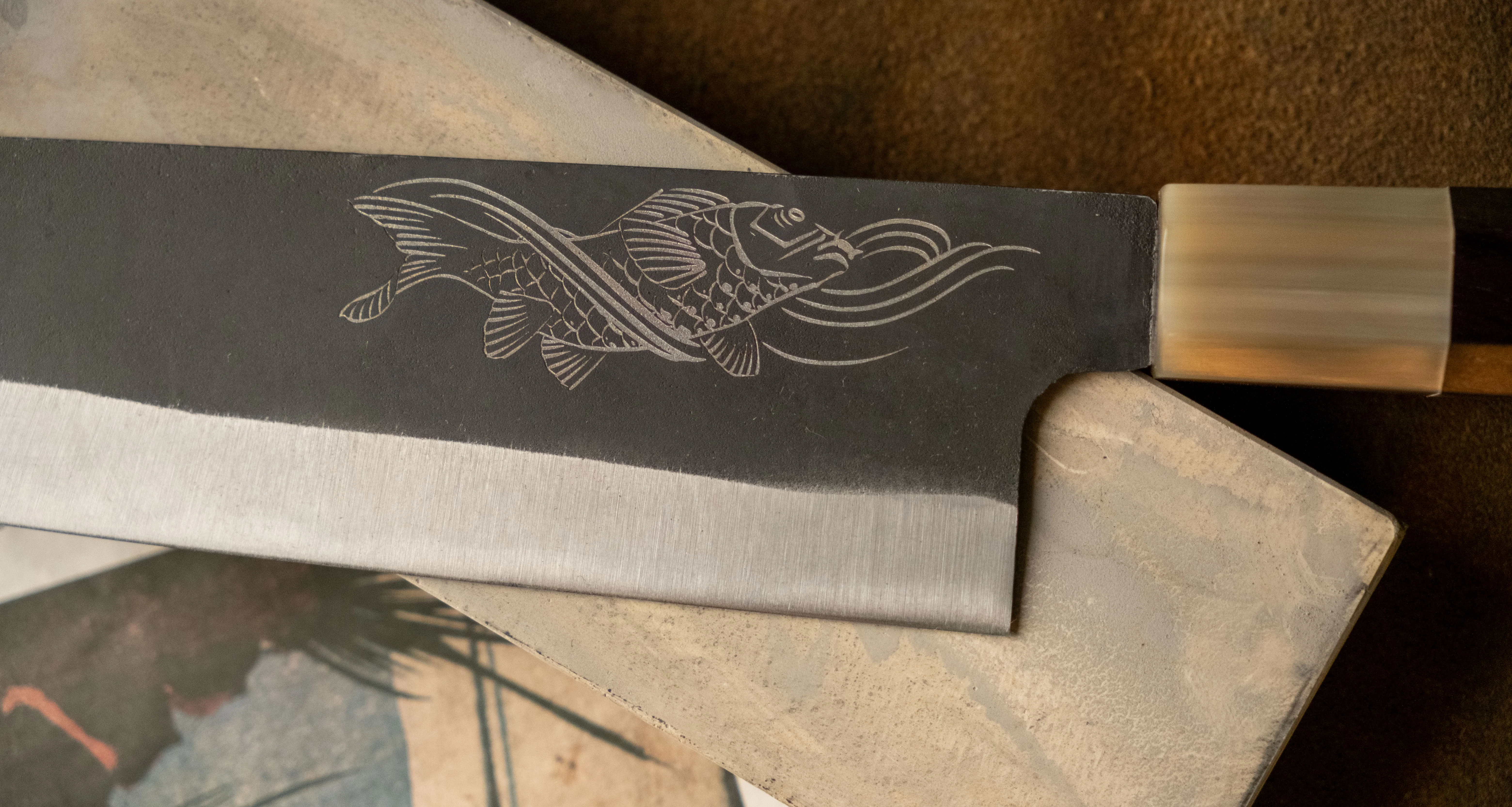 Yoshida Bunka SUJ-2 Kuro-uchi 190mm (7.5") [Koi Fish] - Image 7