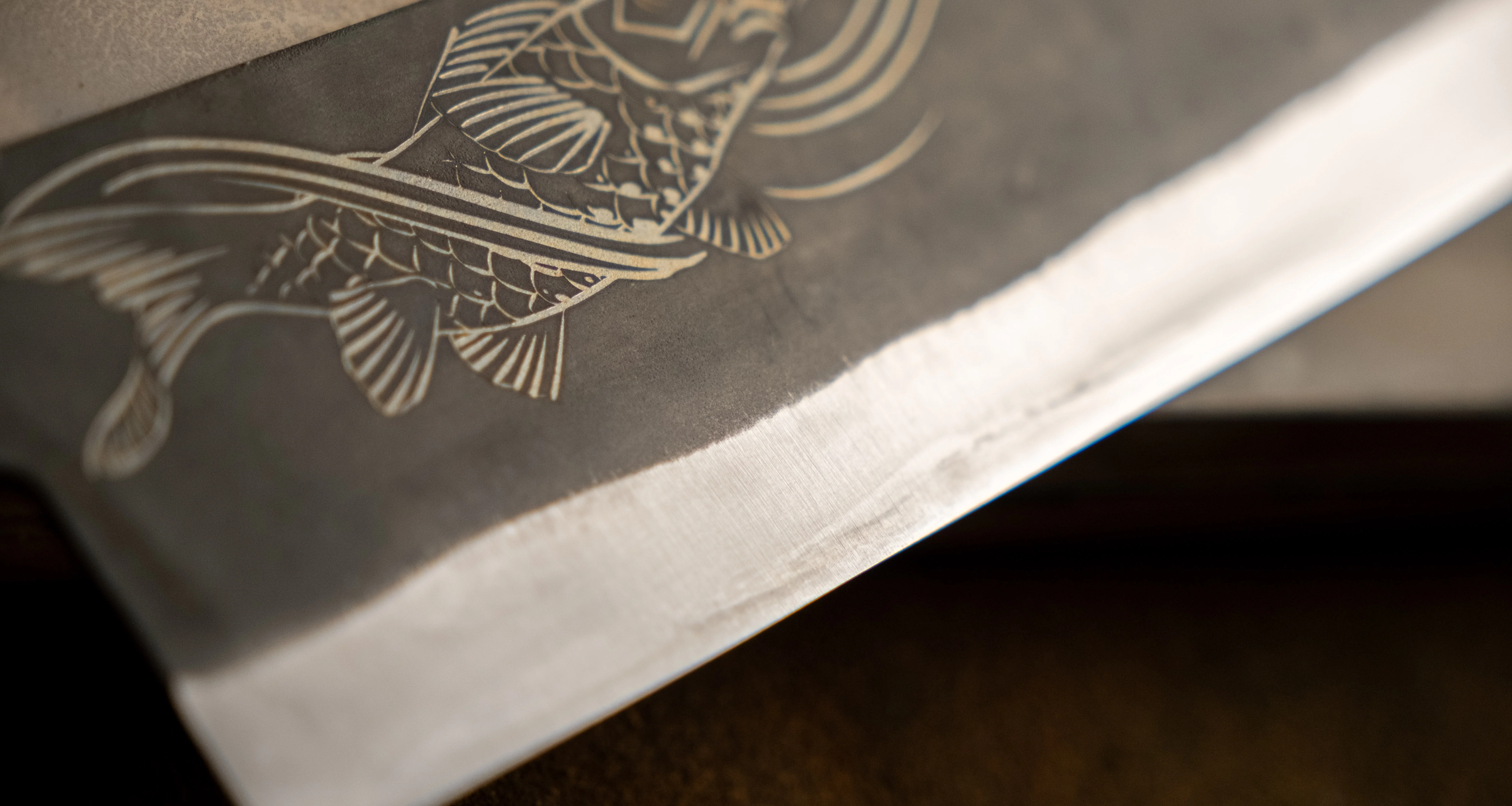 Yoshida Gyuto SUJ-2 Kuro-uchi 240mm (9.4") [Koi Fish] - Image 5