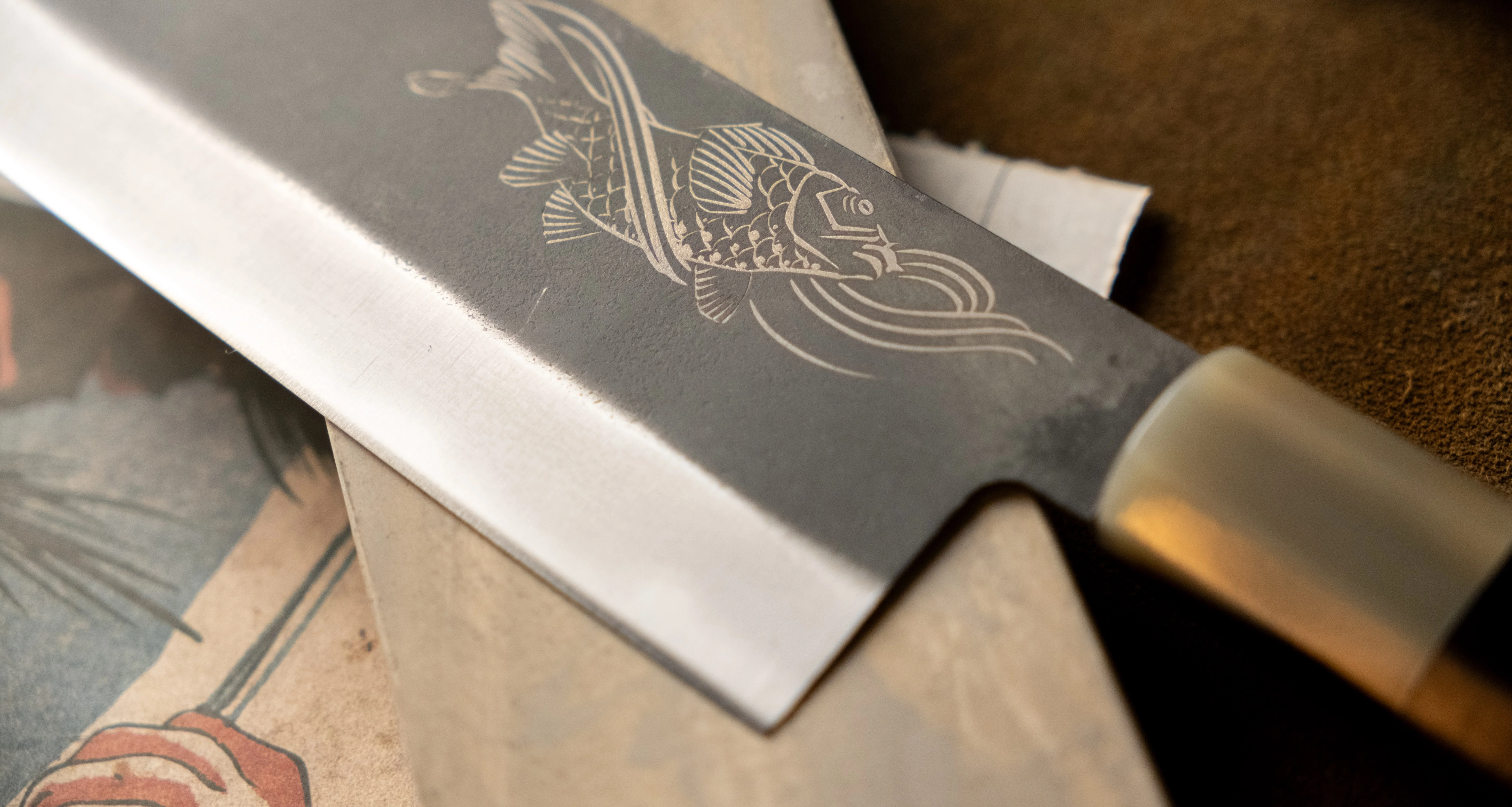 Yoshida Nakiri Takefu SUJ-2 Kuro-uchi 165mm (6.5") [Koi Fish] - Image 6