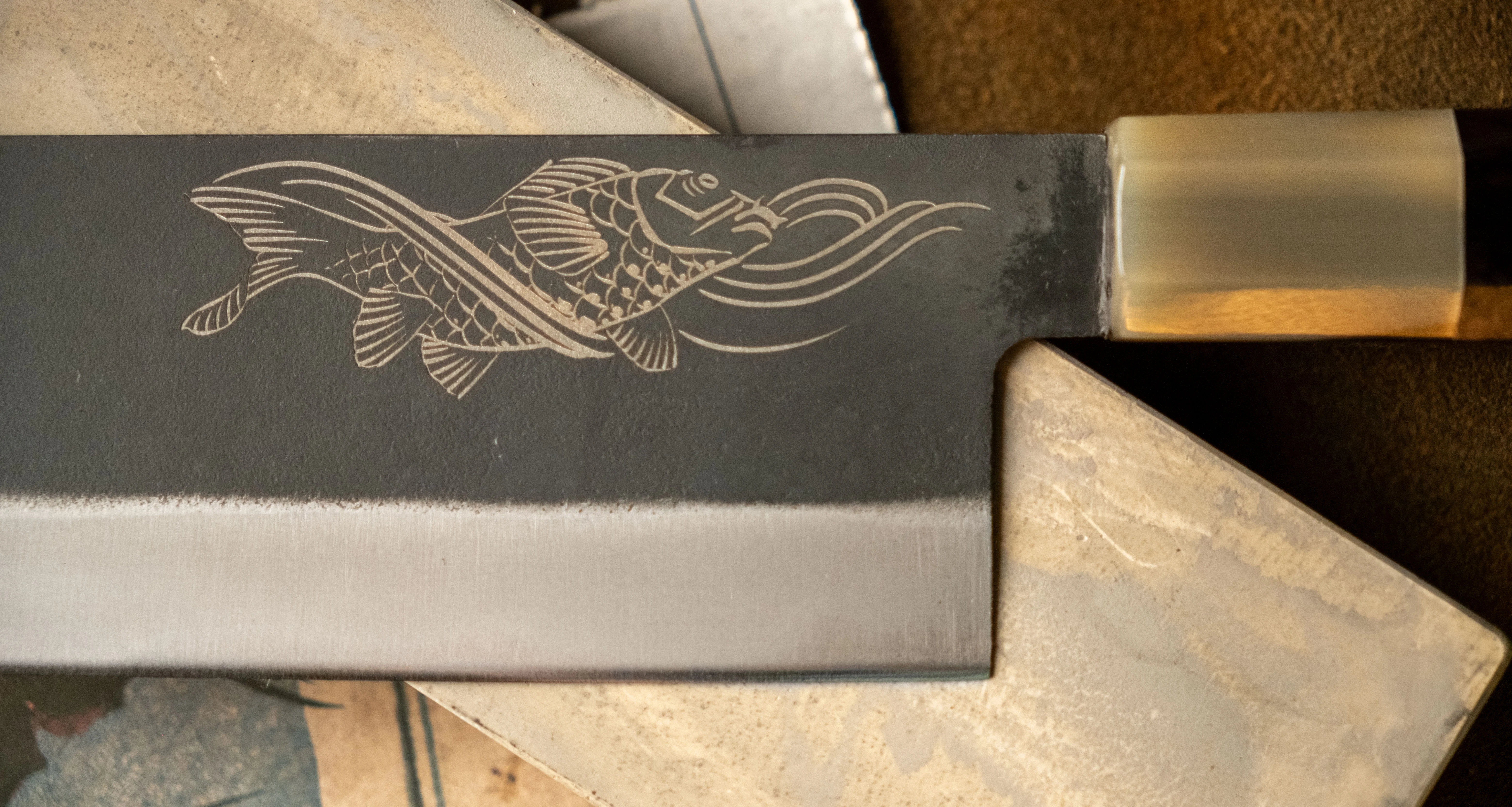 Yoshida Nakiri Takefu SUJ-2 Kuro-uchi 165mm (6.5") [Koi Fish] - Image 7