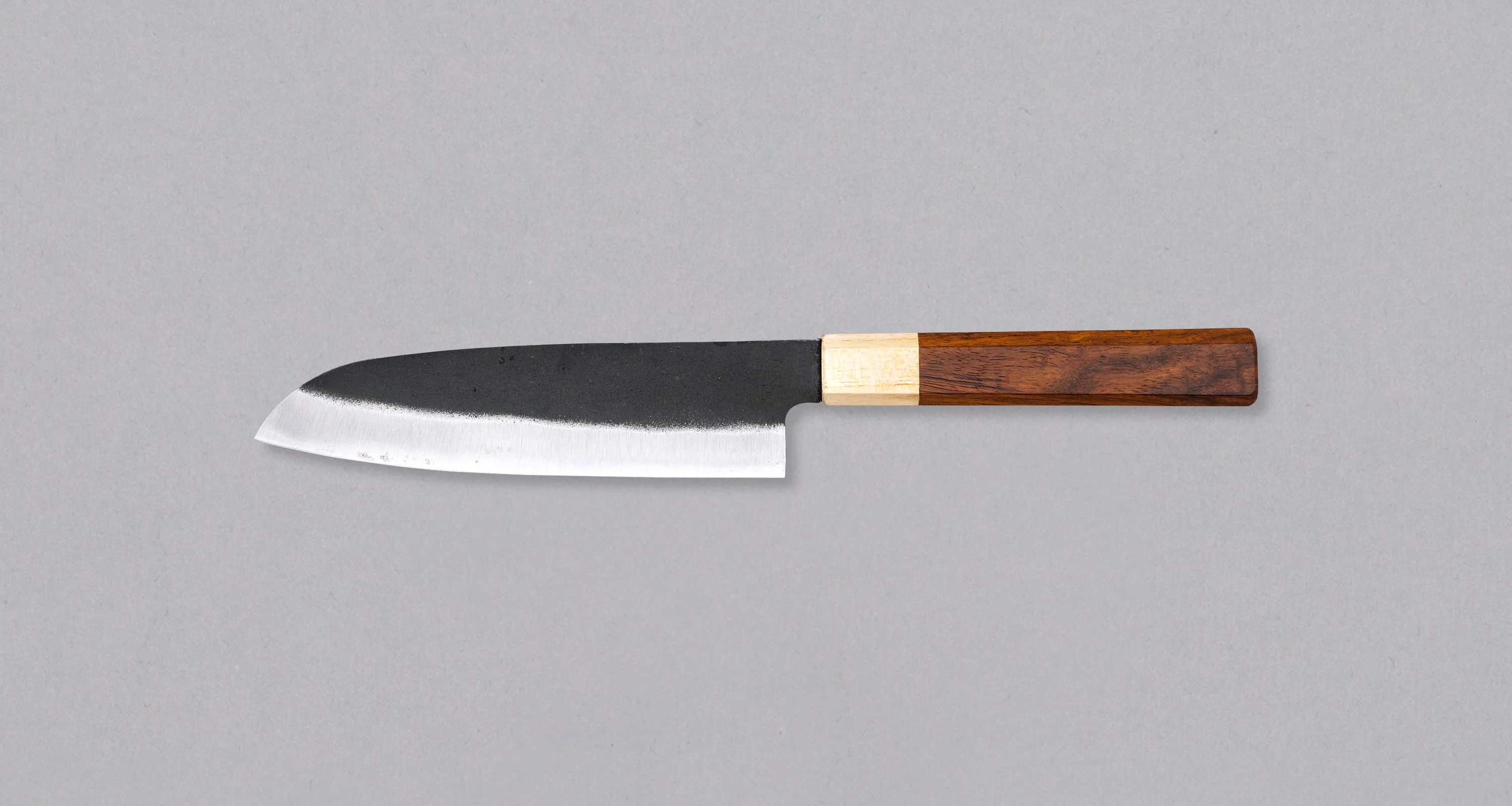 Yoshida Santoku SUJ-2 Kuro-uchi 165mm (6.5") [Rosewood-Cedar/Octagon] - Image 2