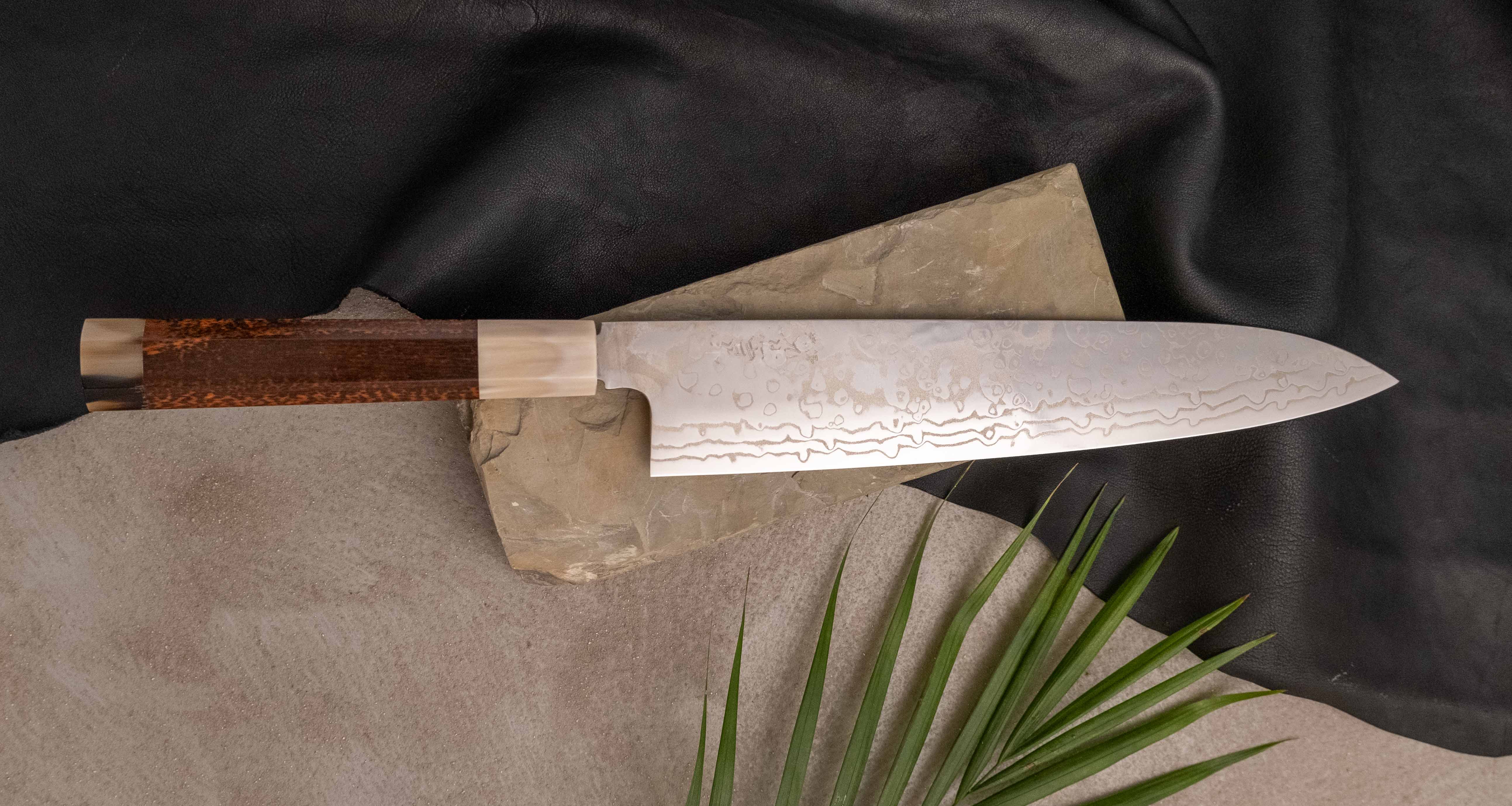 ZDP-189 Gyuto Damascus Snake Blond Buffalo 240mm (9.4") [limited] - Image 4